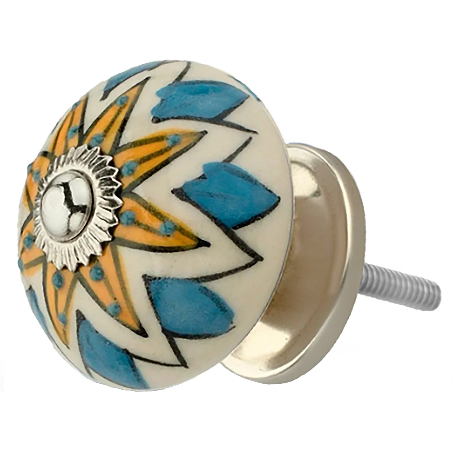 Mascot Hardware Starred 1-3/5 in. Cream & Multicolor Cabinet Knob (Pack of 10)