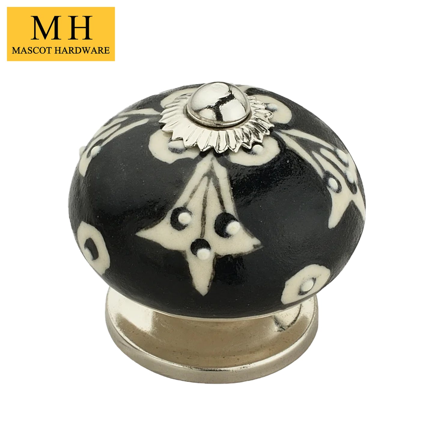 Black 1-3/5 in. Black & Cream Cabinet Knob (Pack of 10)