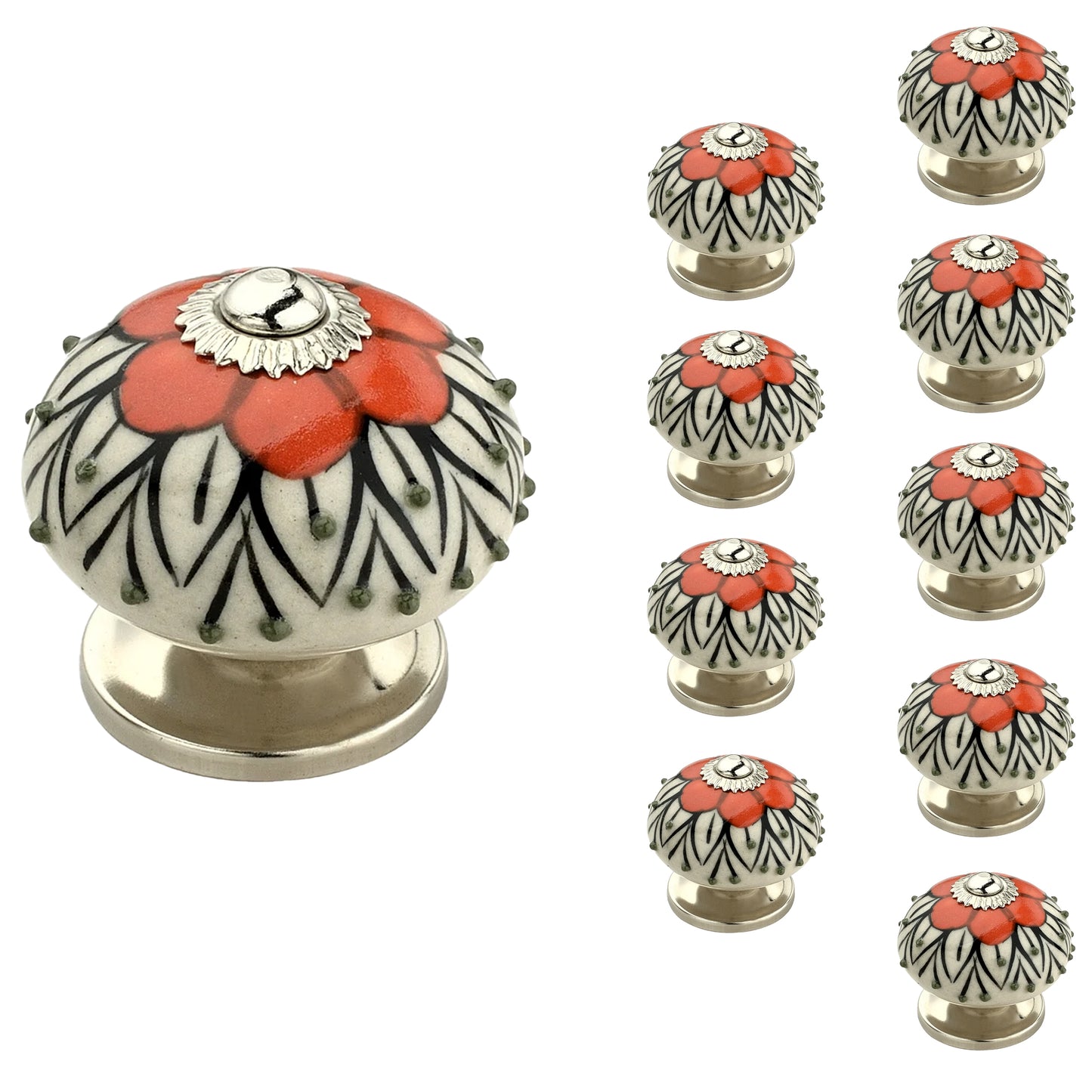 Stone Pattern 1-3/5 in. Orange & White Cabinet Knob (Pack of 10)