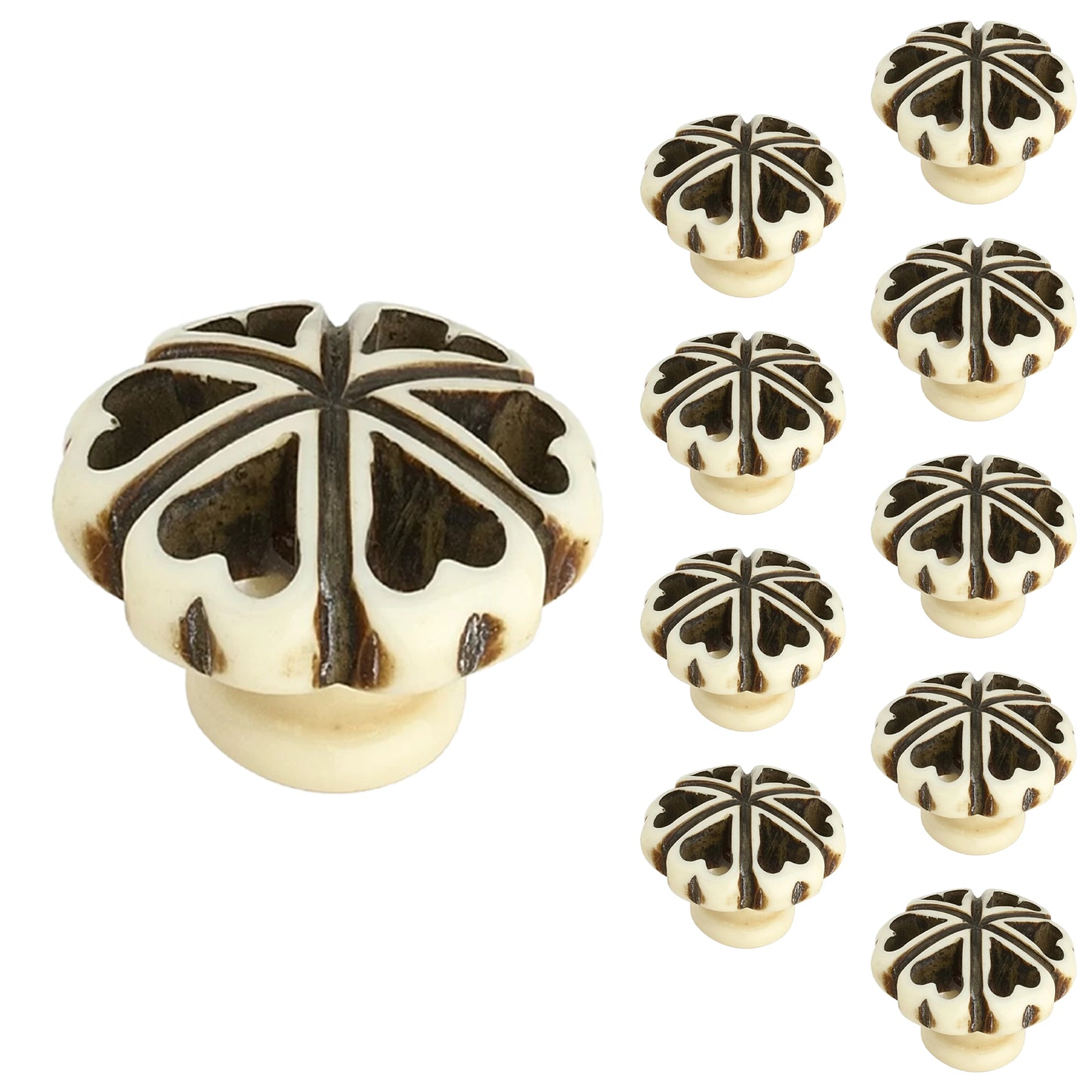 Mascot Hardware Hand Crafted Resin 1-3/8 in. Cream & Black Cabinet Knob