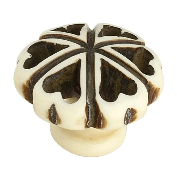 Mascot Hardware Hand Crafted Resin 1-3/8 in. Cream & Black Cabinet Knob