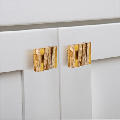 Mascot Hardware Frosted Timber 1-2/3 in. Yellow & Wood Cabinet Knob