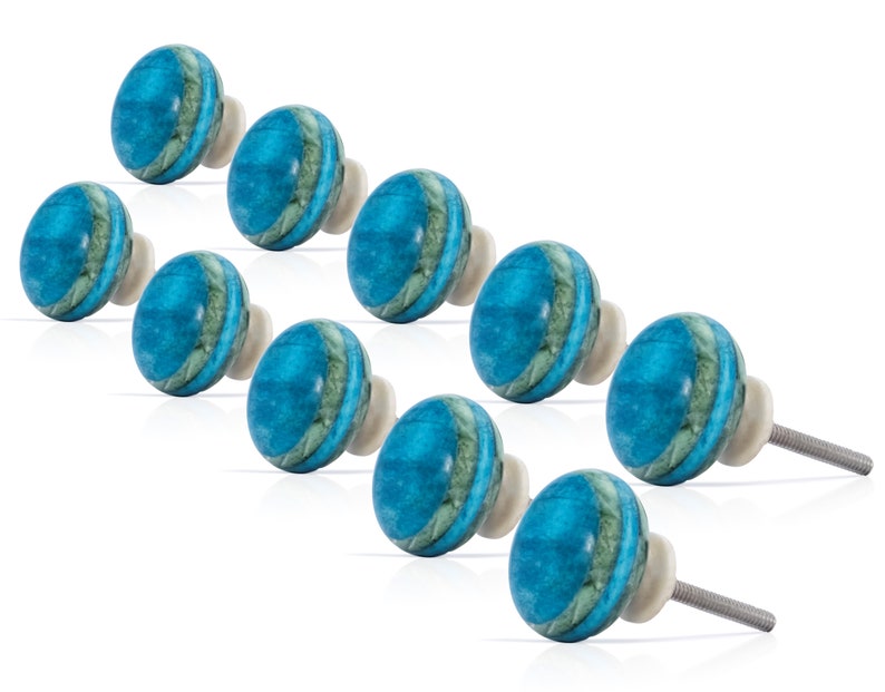 Mascot Hardware Ceramic Round 1-3/7 in. Blue Cabinet Knob (Pack of 10)