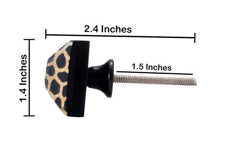 Mascot Hardware Stone Pattern Pyramid 1-3/8 in. Black on Distressed Yellow Cabinet Knob