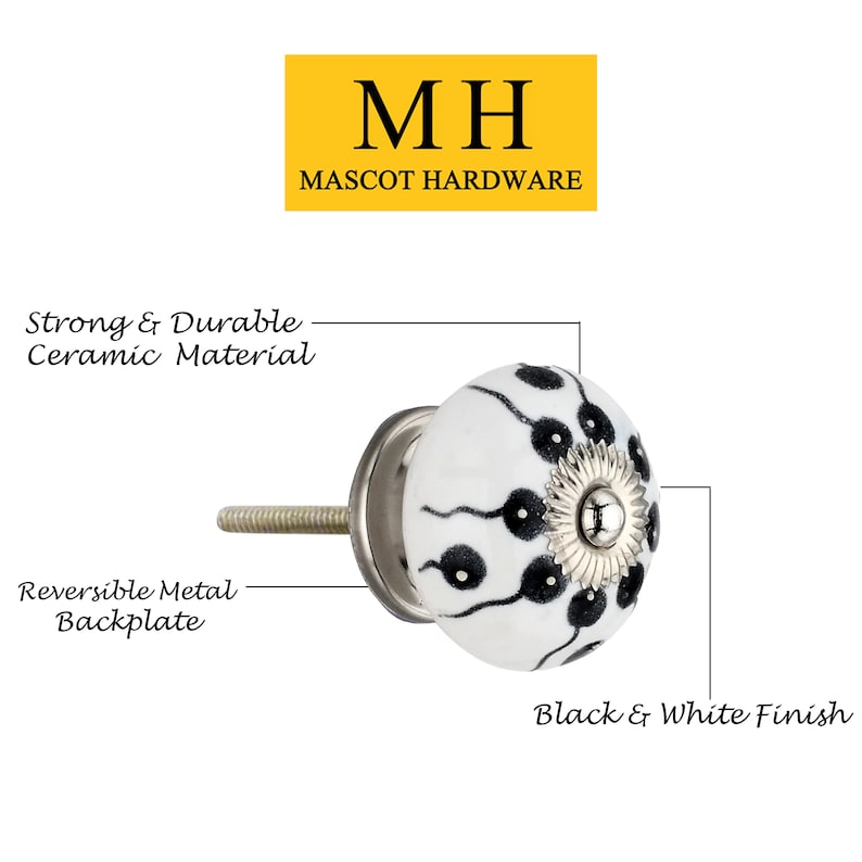 Mascot Hardware Fad 1-1/2 in. Black Drawer Ceramic Cabinet Knob