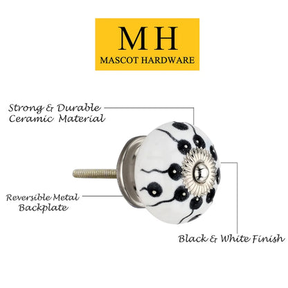 Mascot Hardware Fad 1-1/2 in. Black Drawer Ceramic Cabinet Knob