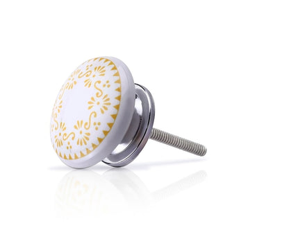 Mascot Hardware Brownsville 1-4/7 in. Yellow Design Drawer Cabinet Knob - Pack of 10