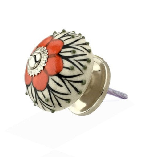 Stone Pattern 1-3/5 in. Orange & White Cabinet Knob (Pack of 10)