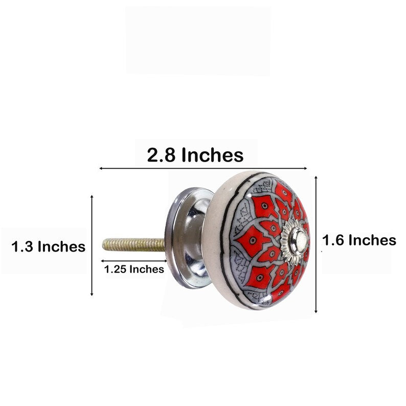 Mascot Hardware Botanical 1-3/5 in. Grey & Red Leaves Cabinet Knob (Pack of 10)