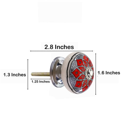 Mascot Hardware Botanical 1-3/5 in. Grey & Red Leaves Cabinet Knob (Pack of 10)