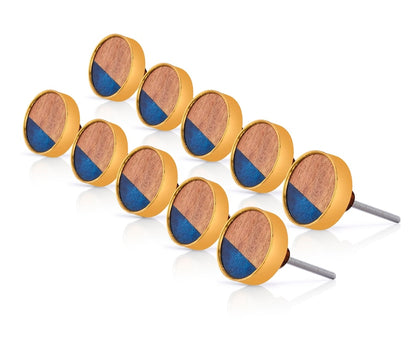 Mascot Hardware Athena 1-3/5 in. Wood & Blue Cabinet Knob (Pack of 10)