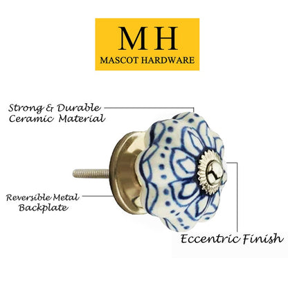 Mascot Hardware Flowered Knob 1-7/10 in. White Cabinet Knob (Pack of 10)