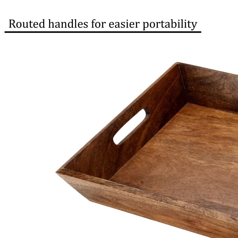Mascot Hardware Natural 15'' Decorative Wooden Serving Tray with Handle