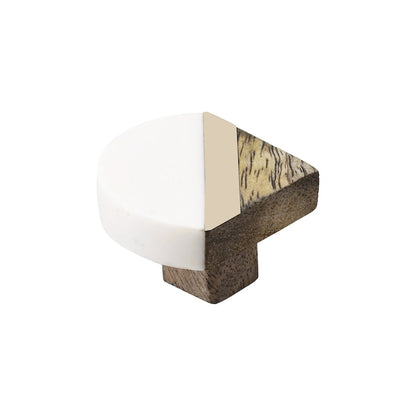 Mascot Hardware Inglewood 1-2/3 in. Halfround White & Wood Cabinet Knob (Pack of 10)