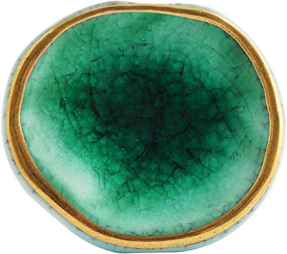 Mascot Hardware Ceramic Round 1-2/3 in. Green & Gold Drawer Cabinet Knob