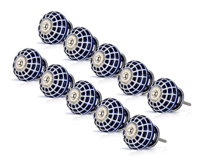 Mascot Hardware Checkered 1-4/7 in. Blue Round Cabinet Knob (Pack of 10)