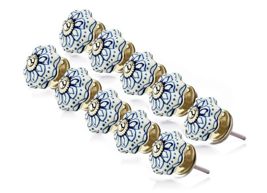 Mascot Hardware Flowered Knob 1-7/10 in. White Cabinet Knob (Pack of 10)