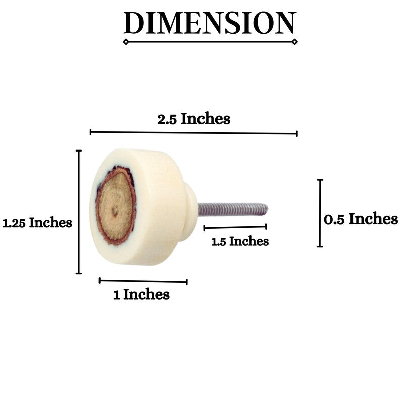 Mascot Hardware Fusion Log 1-2/5 in. (35mm) White & Light Brown Drawer Cabinet Knob