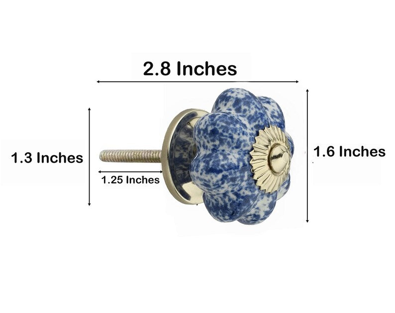 Mascot Hardware Blue Blossom 1-7/10 in. Blue & White Cabinet Knob (Pack of 10)