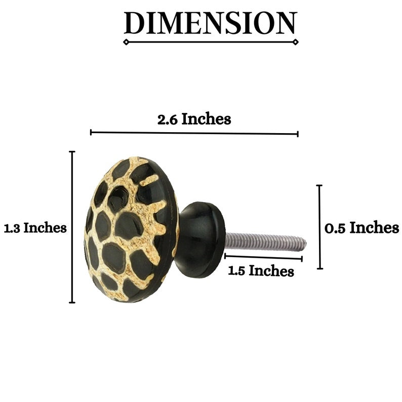 Mascot Hardware Stone Pattern Round 1-3/10 in. Black on Distressed Yellow Cabinet Knob