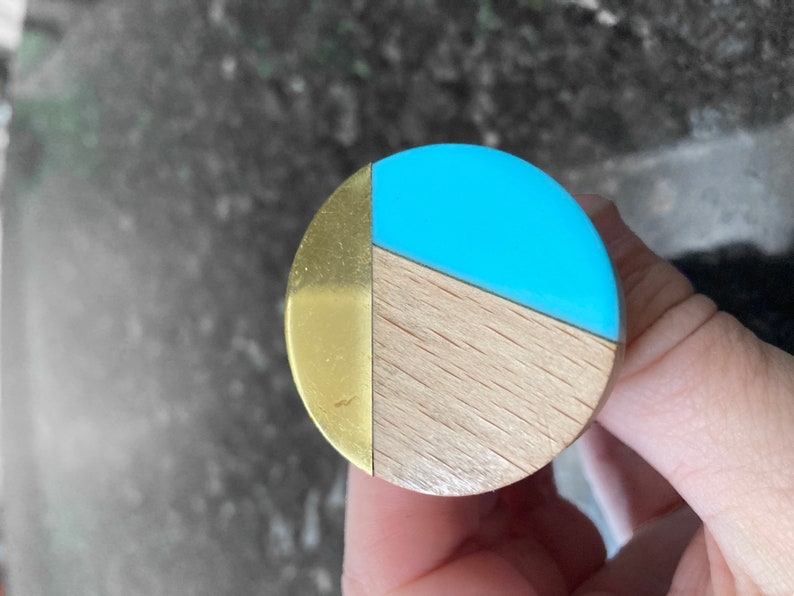 Mascot Hardware Fusion 1-1/2 in. Cyan, Wood & Copper Cabinet Knob (Pack of 10)