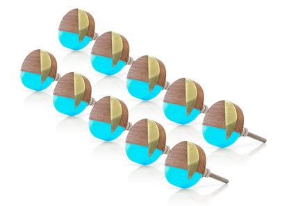 Mascot Hardware Fusion 1-1/2 in. Cyan, Wood & Copper Cabinet Knob (Pack of 10)