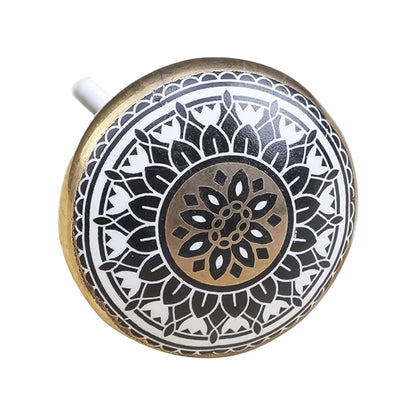 Mascot Hardware Ceramic Round 1-7/9 in. Black & Gold Drawer Cabinet Knob