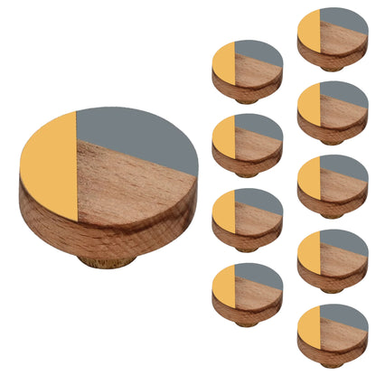 Mascot Hardware Fusion 1-1/2 in. Grey Resin With Wood Round Cabinet Knob - Pack of 10