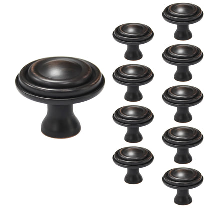 Stepped 1-1/2 in. Oil Rubbed Bronze Round Cabinet Knob (10-Pack)