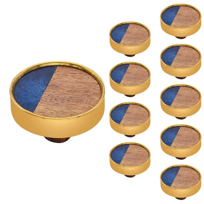 Mascot Hardware Athena 1-3/5 in. Wood & Blue Cabinet Knob (Pack of 10)