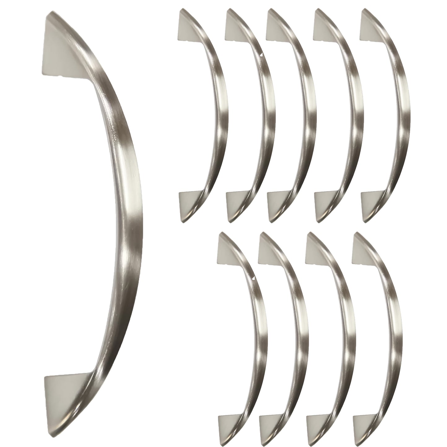Curve Wide Footed 3 in. (76mm) Satin Nickel Drawer Pull (10-Pack)