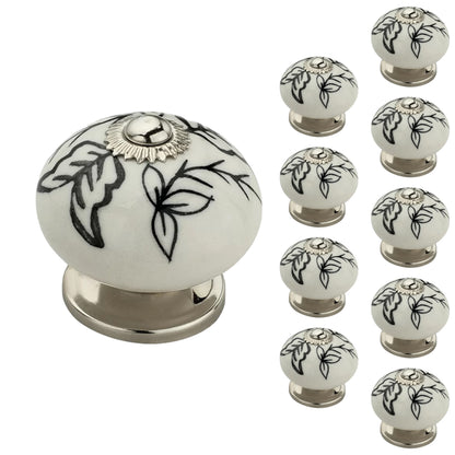 Designer 1-3/5 in. Black & White Cabinet Knob (Pack of 10)