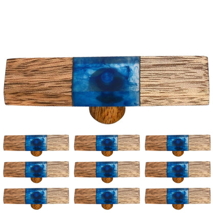 Mascot Hardware Fusion 2-7/8 in. Wood & Smoky Blue Drawer Cabinet Knob