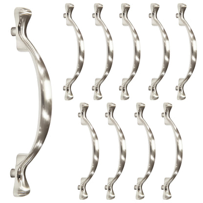 Long Footed 3-3/4 in (96mm) Satin Nickel Drawer Pull (10-Pack)