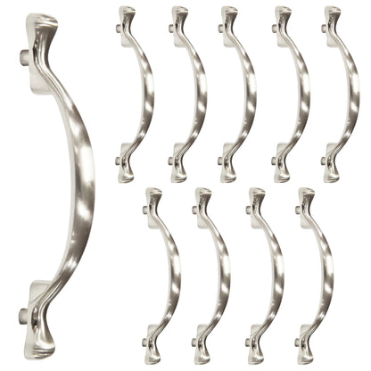 Long Footed 3-3/4 in (96mm) Satin Nickel Drawer Pull (10-Pack)