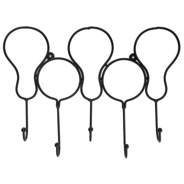 Balloon Shaped 15.5 in. L Black Hook Rail with 5 Hooks