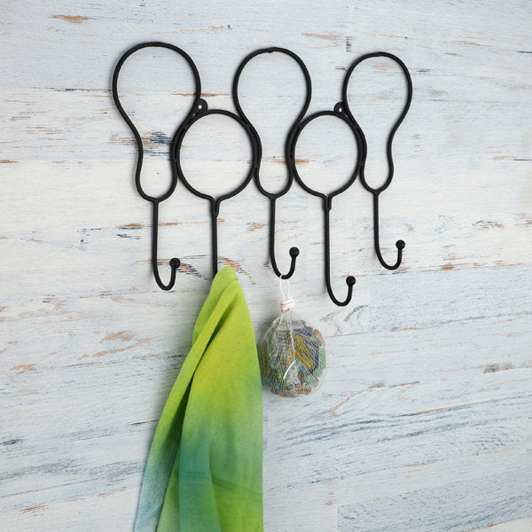 Balloon Shaped 15.5 in. L Black Hook Rail with 5 Hooks