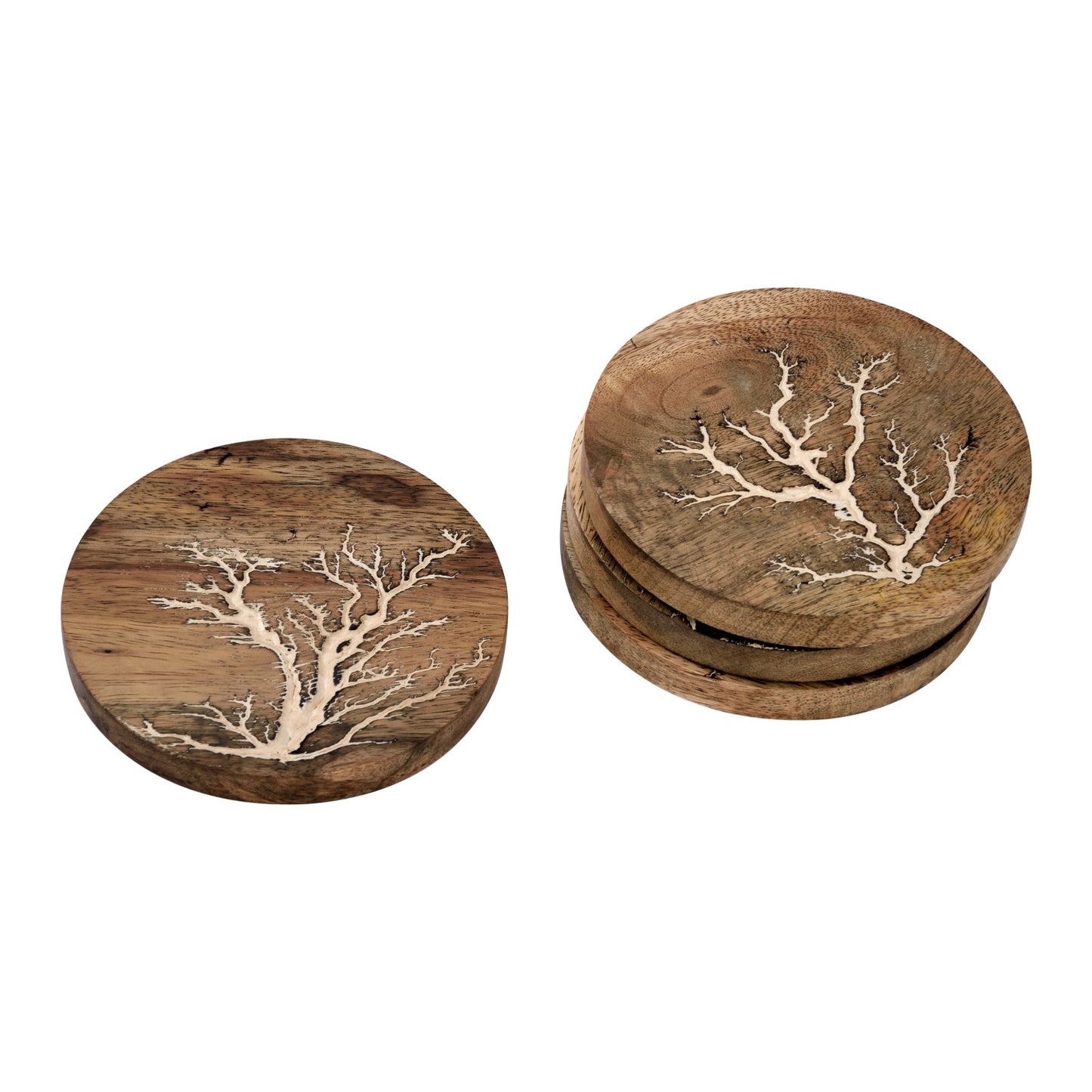 Mascot Hardware Thunder Crack Wooden Coaster (Set of 4)