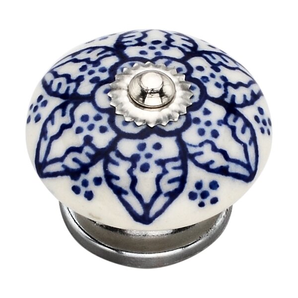 Mascot Hardware Leafy Washed 1-1/2 in. Blue Cabinet Knob (Pack of 10)