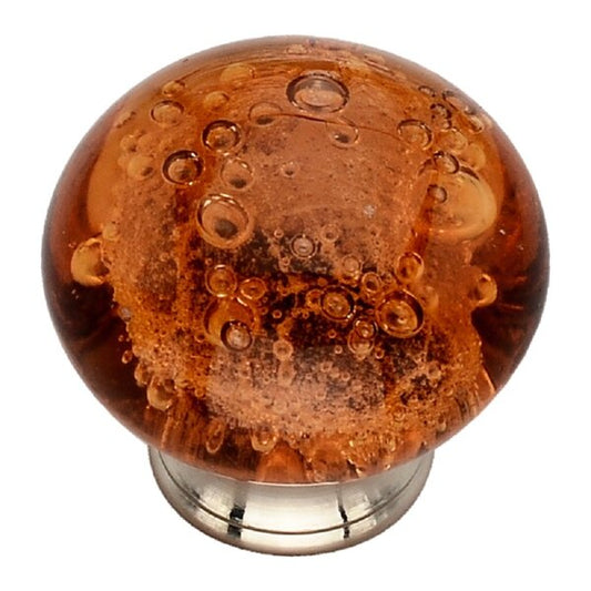 Orange 1-1/2 in. Bubbled Glass Cabinet Knob