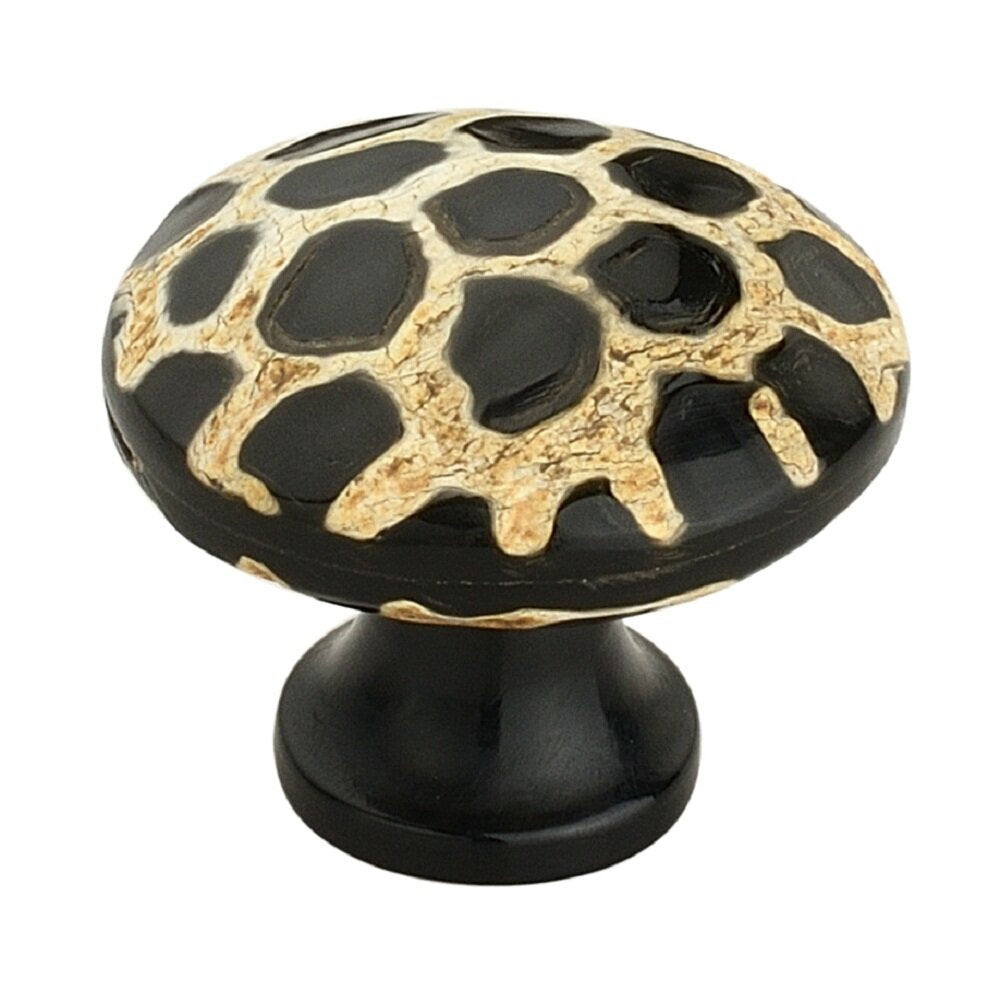 Mascot Hardware Stone Pattern Round 1-3/10 in. Black on Distressed Yellow Cabinet Knob