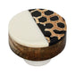 Mascot Hardware Stone Pattern 1-1/3 in. White Half & Half Round Drawer Cabinet Knob