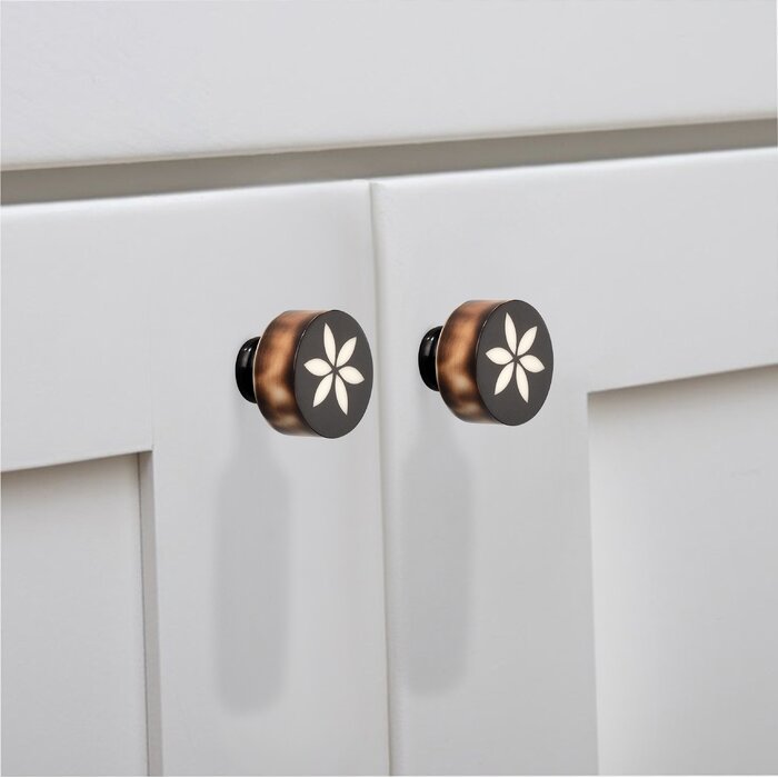 Mascot Hardware Embossed Flower 1-3/10 in. Dark Brown Drawer Cabinet Knob