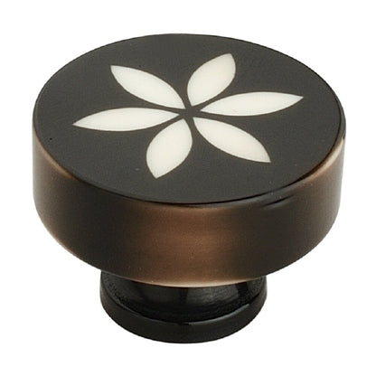 Mascot Hardware Embossed Flower 1-3/10 in. Dark Brown Drawer Cabinet Knob