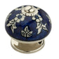 Floral  1-3/5 in. Blue & White Cabinet Knob (Pack of 10)