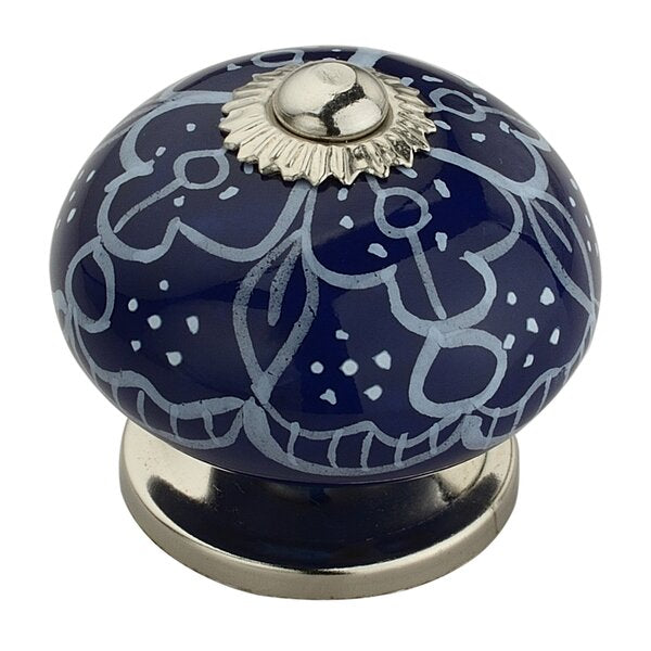 Designer 1-3/5 in. Blue & White Cabinet Knob (Pack of 10)