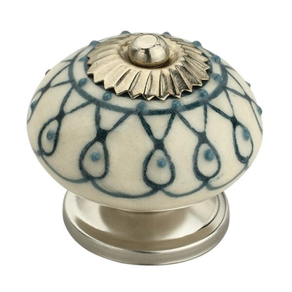 1-3/5 in. White & Green Cabinet Knob (Pack of 10