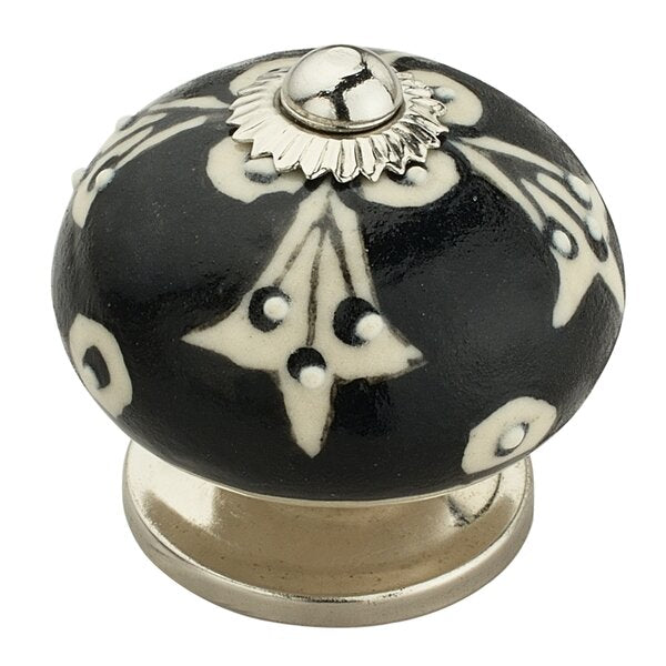 Black 1-3/5 in. Black & Cream Cabinet Knob (Pack of 10)