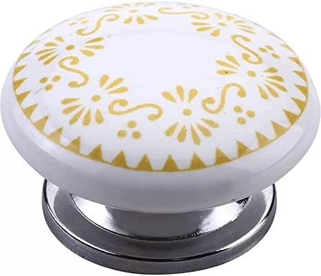 Mascot Hardware Brownsville 1-4/7 in. Yellow Design Drawer Cabinet Knob (Pack of 10)