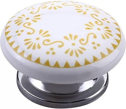 Mascot Hardware Brownsville 1-4/7 in. Yellow Design Drawer Cabinet Knob - Pack of 10